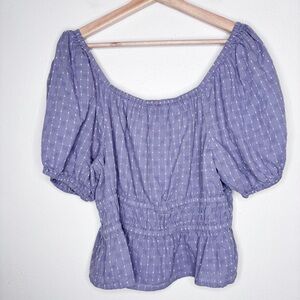 Madewell Smocked Waist Crop Top Lavender Size L EUC